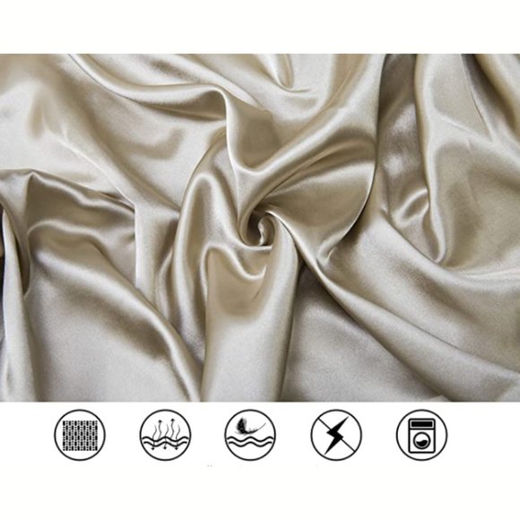 4-Piece Hypoallergenic Silk Satin Sheets - Picture 2 of 6